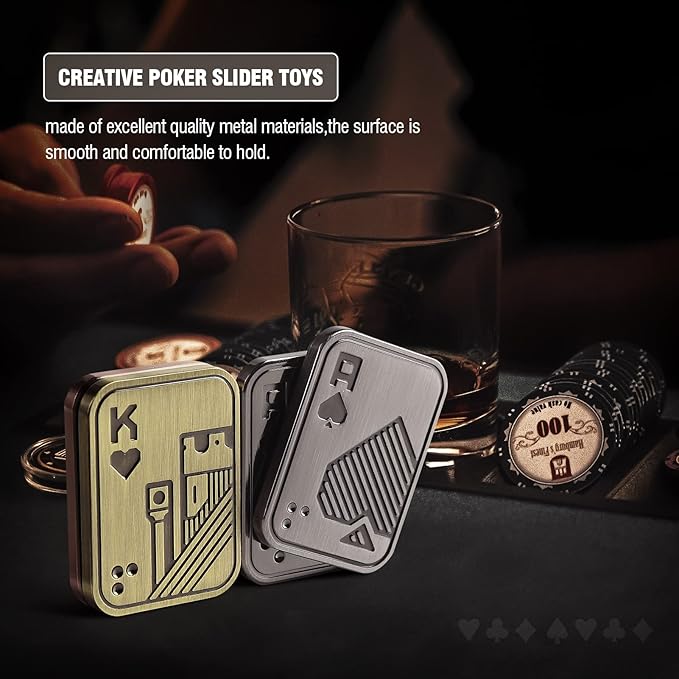 Fidget Toys Adults, EDC Metal Fidget Slider, Magnetic Poker Push Card, Sensory Toys for Anxiety ADHD Autism, Cool Fidgets for Teens Boy, Small Magnet Toys for Stress Relief Gifts