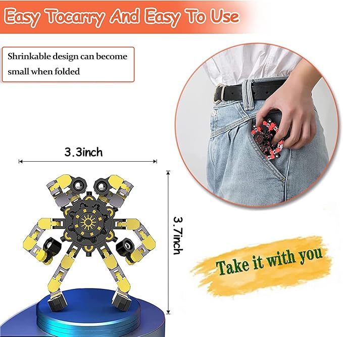 10pcs Random Fidget Spinners,DIY Deformable Robot Fingertip Toys,Decompression Spinner,Deformable Creative Mechanical Gyro Toys,Stress Relief Mechanical Chain Toy for Kids Adults,Party Supplies