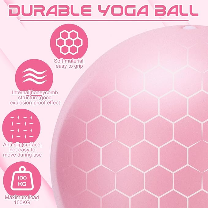 Pilates Ball, 9 Inch Small Exercise Mini Soft Workout Yoga Ball with Exercise Guide, for Home Gym Yoga, Pilates, Core Training, Workout, Balance, Stability
