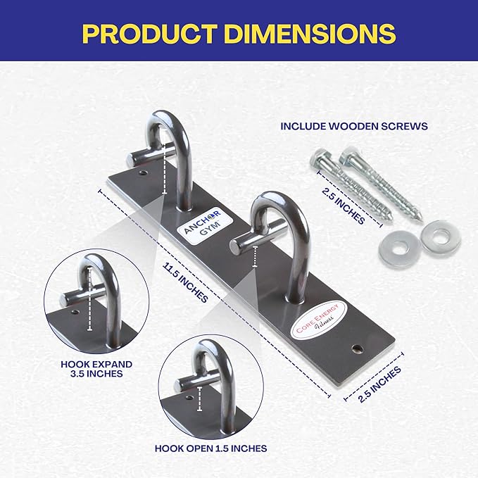 Anchor Gym Pro Station Resistance Band Hooks with 6 Units 12 Anchoring Points - Resistance Band Wall Mount for Home Fitness Gyms (Wood Mounting Screws Included)