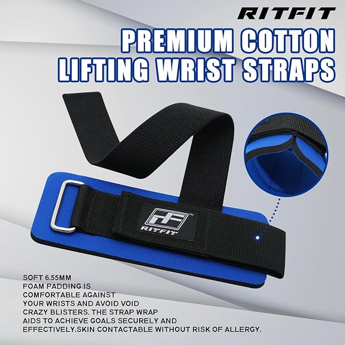 RitFit Lifting Wraps, Wrist Straps for Weightlifting, Wrist Support for Working Out, Bodybuilding, MMA, Powerlifting, Strength Training, Men & Women