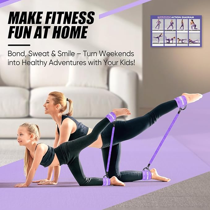 Ankle Resistance Bands with Cuffs, Ankle Weights Bands for Working Out, Women Leg and Glutes Workout Equipment, Exercise Bands for Kickbacks, Butt and Booty Trainer, Home Gym Fitness Equipment