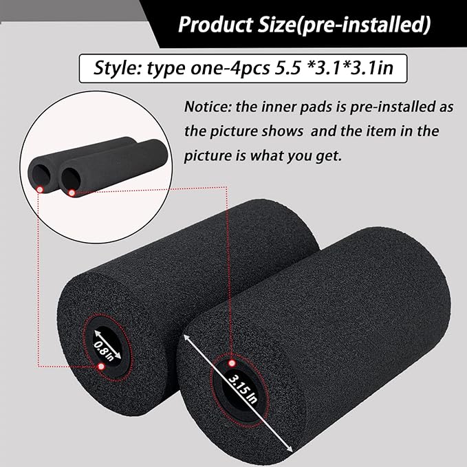 Foot Foam Pads Rollers Replacement (5.5 * 3.1 * 3.1in), Padding Cover for Inversion Table, Workout Bench, Sits Ups Replacement Parts, Home Gym Accesories