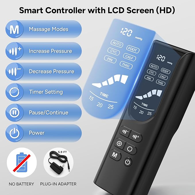 Sequential Air Compression Recovery System : Professional Full Leg Compression Boots for Circulation & Fast Recovery, Leg Recovery Boots for Muscle Relaxation - for Athletes, Runners, Gym