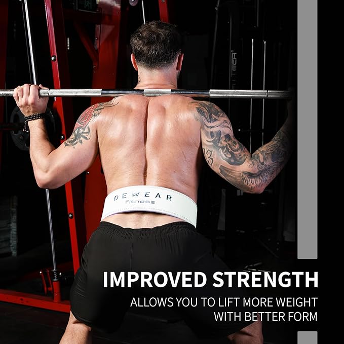 Genuine Leather Weight Lifting Belt with Lever Buckle, 10mm Thick 4" Leather Lumbar Back Support, Gym Belts Ideal for Training, Weightlifting, Bodybuilding, Squats and Deadlifts