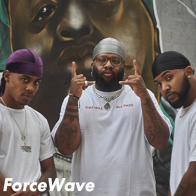ForceWave 2 Pieces Silky Durag Pack for Men Women Waves, Premium Satin Deluxe Du-rag