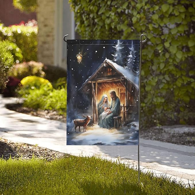 Jesus Garden Flag 12x18 In Double Sided Yard Flags Lawn Sign Decor No Flagstand