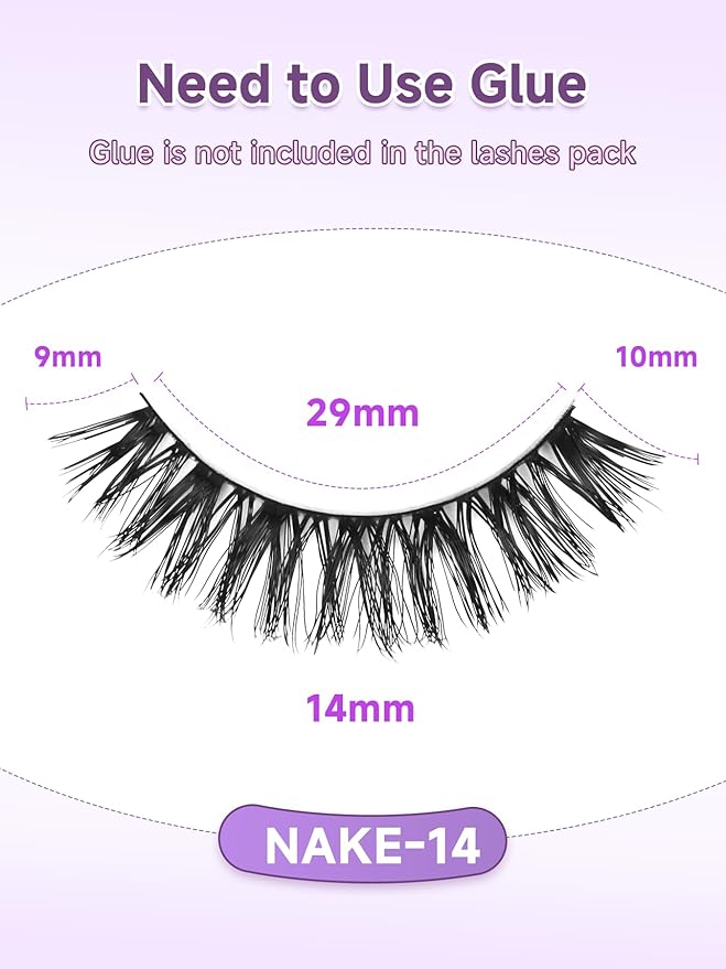 Eyelashes Natural False Lashes Wispy Lashes 14mm Eyelashes with Thin Memory Band Volume Soft Lash Strips C Curl Natural Eyelash 7 Pair EVENTILL