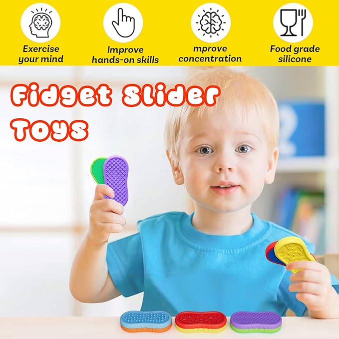 Fidget Toys Adults Magnetic Slider, 6 Pack Silicone Fidget Slider for Stress Relief, Calm Down Sensory Toys for Anxiety ADHD Autistic, Small Fidgets Adults Office Desk Toys, Toddler Travel Calm