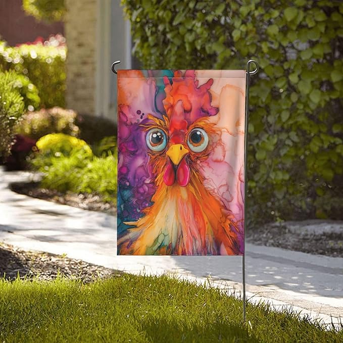 Colorful Rooster Garden Flag 12x18 In Double Sided Yard Flags Lawn Sign Decor No Flagstand