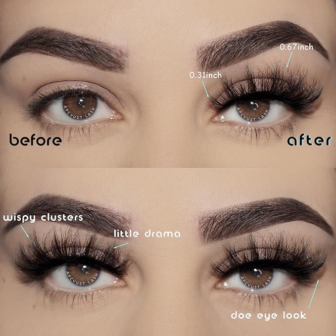 False Lashes Fluffy Eyelashes Wispy Mink Strip Eyelash 10 Pair Short Natural Lash Pack Soft Pestañas Set Natural Look (Wispy Lash | 8-17mm)