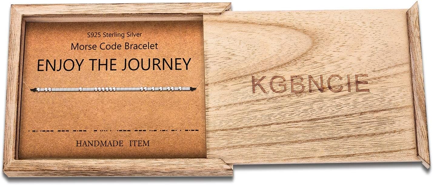 KGBNCIE Morse Code Bracelet for Women Sterling Silver Beads on Silk Cord Secret Message Fuck Friendship Inspirational Encouragement Bracelet Gift for Her