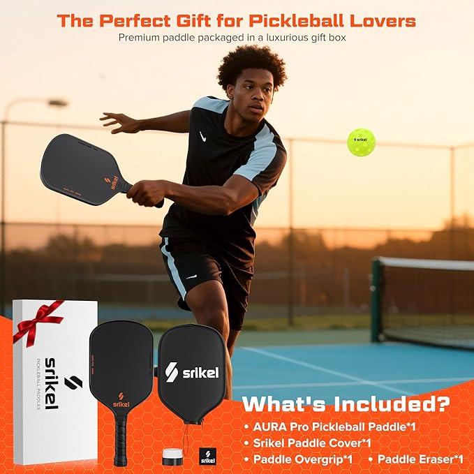 Pickleball Paddles, Raw T700 Carbon Fiber Pickleball Paddle, 16mm Power Polymer Core, Professional Rackets for Great Spin, Control & Precision Shots, USAPA Approved