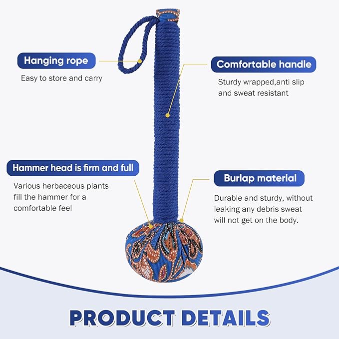 Manual Hammer Massager,Whole Body Massage Hammer,Back Pain Massage Hammer 2P Blue and Yellow…