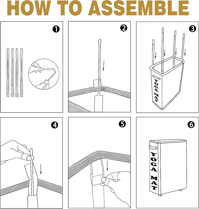Twira Yoga Mat Storage Racks, Home Gym Storage Rack for Foam Roller, Yoga Strap and Resistance Bands, Workout Equipment Corner Storage Organizer with Wheels