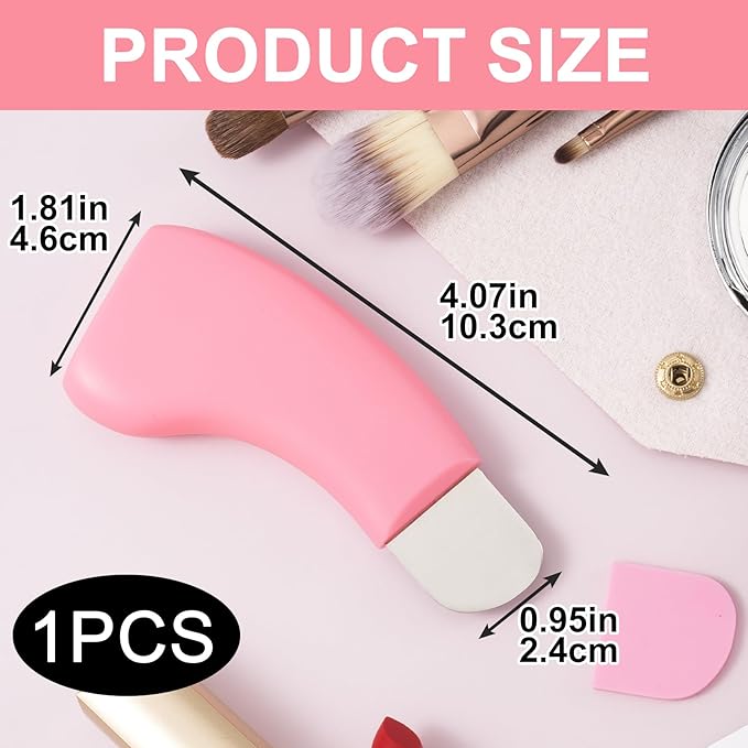 Manual Face Spatula, Metal Facial Scraper with Silicone Lid for Men & Women, Reusable Face Scrubber for Dry Oily Skin- Pink