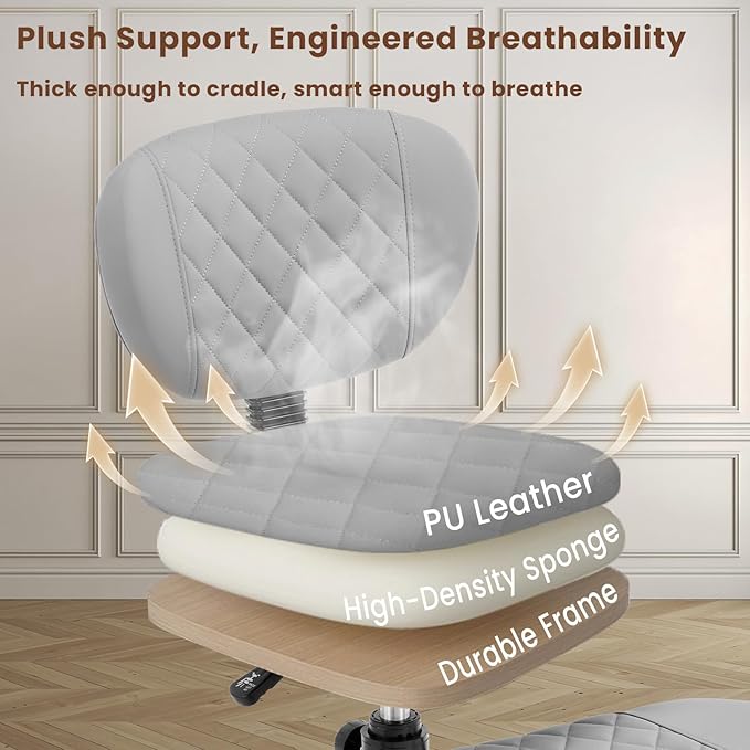 Cross Legged Office Chair with Wheels, Wide Criss Cross Kneeling Home Office Desk Chairs with Back Support, Ergonomic Adjustable Height ADHD Stool with Rotating Footrest for Yoga Meditation