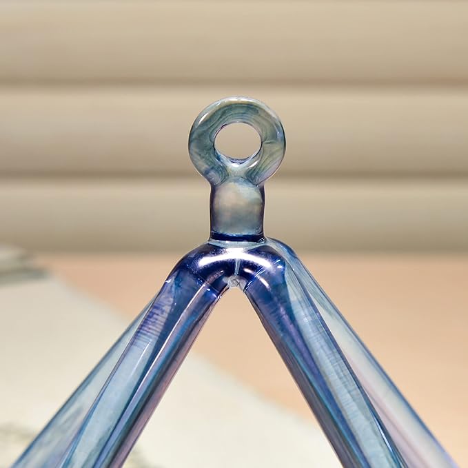 TOPFUND 10" Indigo Crystal Singing Pyramid Sound Therapy Instrument with Carrying Case and Quartz Suede Mallet