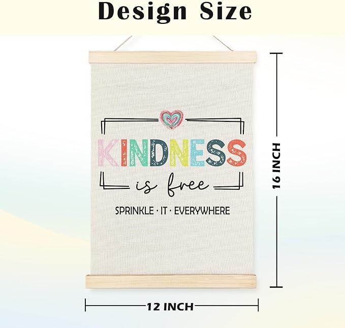 JINYO Inspirational Wall Decor, Kindness Is Free Motivational Wall Art Poster, Inspirational Positive Quotes Canvas Prints Wall Decor for Home Living Room Bedroom Dorm Office, 12x16 Inches