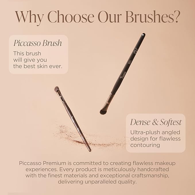 Piccasso 239 Eyeshadow Brush – Korean Eye Makeup Brush with Soft Goat Hair Bristles, Flat and Rounded Shape for Smooth Base Application and Blending, Essential Eye Shadow Brush for Daily Makeup