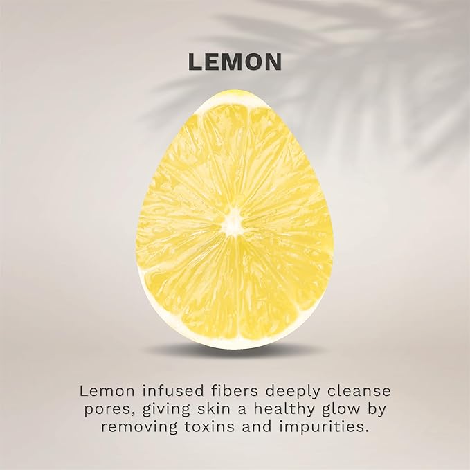 KOL Face Scrubber, Lemon Infused Exfoliating Facial Cleansing Pads, Disposable Exfoliator Face Sponge for Daily Cleaning and Makeup Removal, 6 Count\