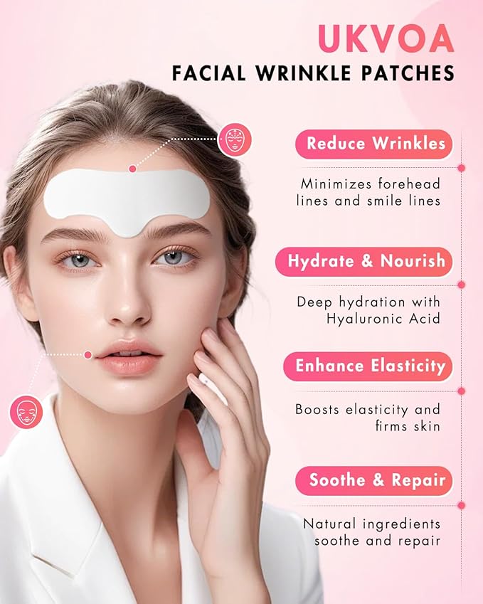 Forehead Wrinkle Patches & Smile Line Patches, Overnight Facial Wrinkle Treatment with Hyaluronic Acid, Aloe, Collagen & Vitamin E to Lift Smile Lines for Women 36pcs with Face Retinol Cream