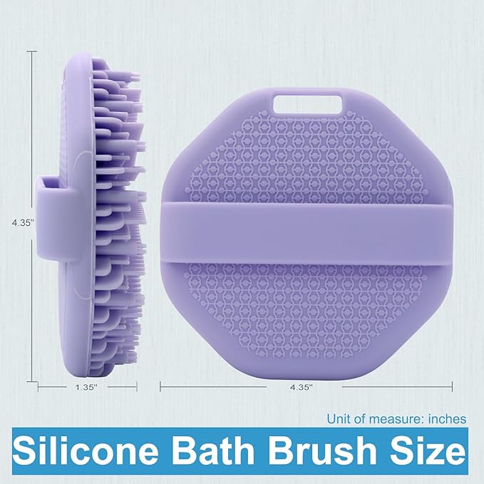 Silicone Body Scrubber,Exfoliating Body Scrubbers for use in Shower,Silicone Body Brush for Showering and Anti-Slippery Handles for All Skin Types (Purple)