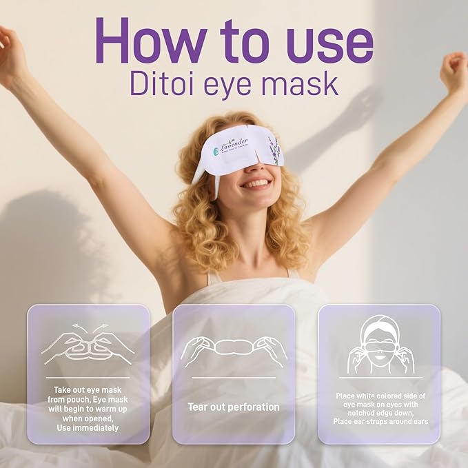 Steam Eye Mask, Heated Eye Mask for Sleep,Warm Compress with Hyaluronic Acid,Moist Heat for Dry Eye Relief,Spa,Stye Eye Treatment,Travel Essentials & Relaxation Gifts,Lavender 20 Packs