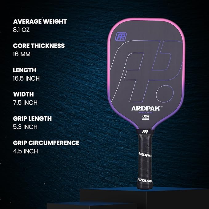 Pickleball Paddle, T700 Carbon Fiber Abrasion-Resistant Surface, 16MM Polypropylene Honeycomb core, USAPA Approved, High Grit,The Pickleball Paddle Designed for Control Spin & Consistency