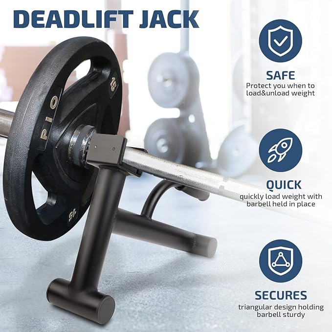 Deadlift Jack Barbell Stand,Barbell Stand for Weight Training Home Gym Easily Unload and Load 600lbs Barbell Plates for Deadlift Exercise