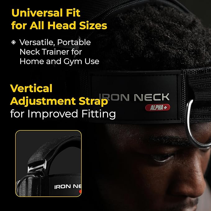Iron Neck, Versatile Neck Exerciser, Strengthener and Trainer with Adjustable Head and Chin Strap, Portable Head Harness for Weight Lifting, Home and Gym Use