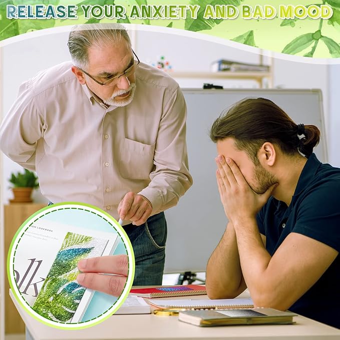 36 Pcs Anxiety Sensory Stickers Mental Health Stickers Fidget Textured Strips Toys Adhesive Tactile Calm Relief Items for Adults Desk School Counselor Classroom(Leaves Style)