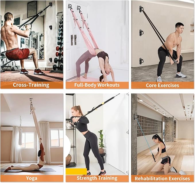 3-Pack Resistance Band Wall Anchor, Workout Wall Mount Anchor, Wall Mount Bracket for Suspension Straps, Space Saving Workout Equipment for Strength Training, Home Gym