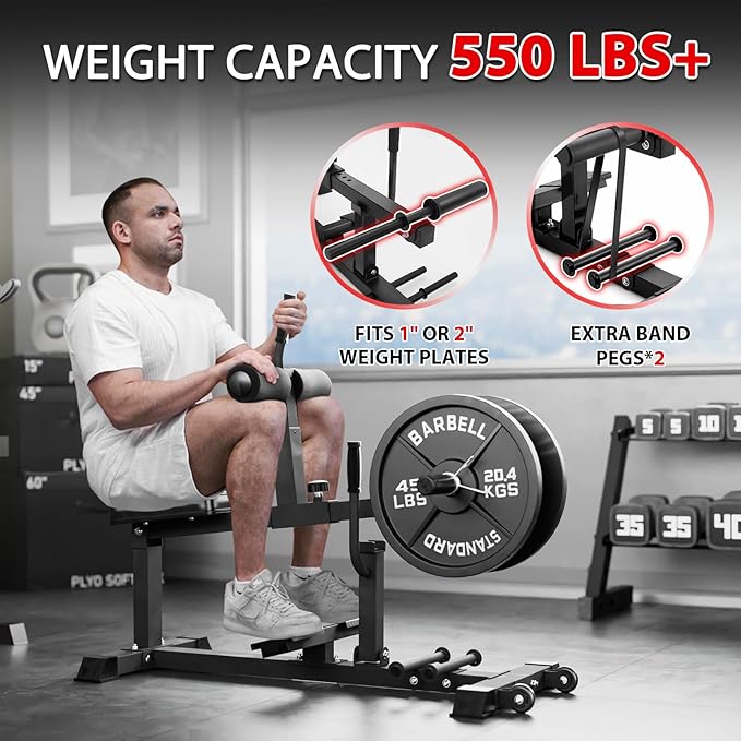 GMWD Adjustable Seated Calf Raise Machine with Band Pegs for Leg Training and Exercise - Home Gym Equipment