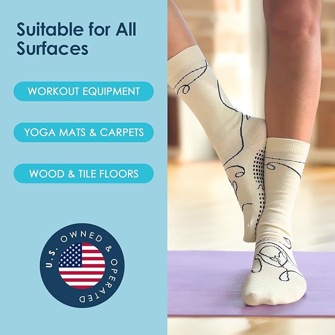Tucketts Crew Closed Toes Non-Slip Grip Socks - Anti Skid Yoga, Barre, Pilates, Home & Leisure, Pedicure