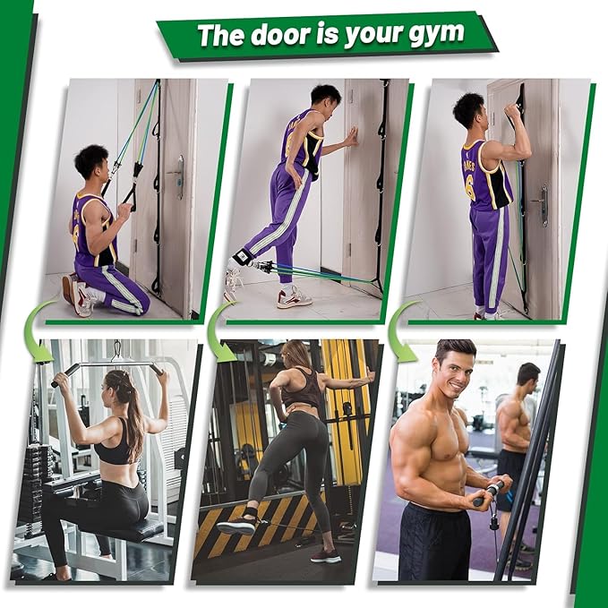 Slim Panda Door Anchor Strap for Resistance Bands, Door Resistance Bands for Workouts, Strength Training, Portable Door Gym Attachment for Home Fitness, Multi Point Anchor Workout Equipment