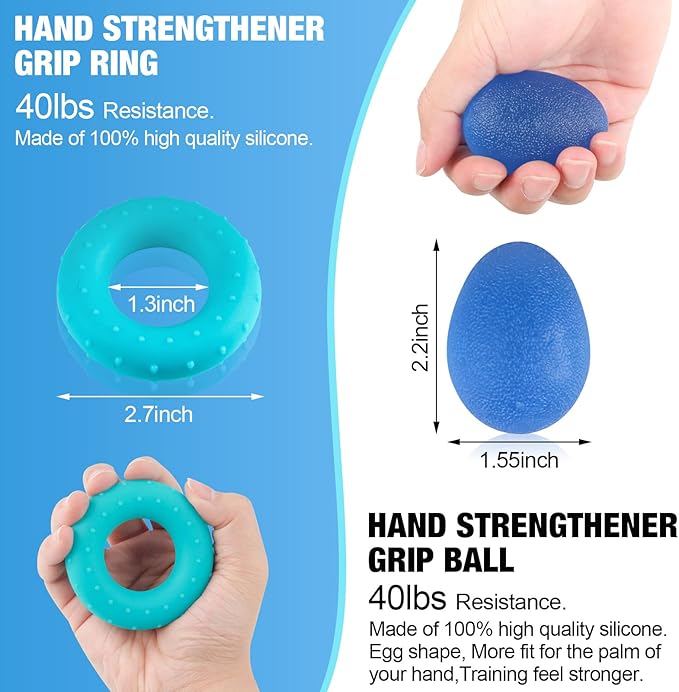 Hand Grip Exerciser Strengthener (5 Piece Set) for Kid Adult, Adjustable Grip Strength Trainer, Hand Squeezer Grip Stress 3D Balls, Finger Strength Trainer for Workout, Stress Relief