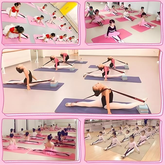 2 PCS Kids Dance Stretch Straps - Multi-Loop Adjustable Exercise Bands - 8 Loops (Pink)