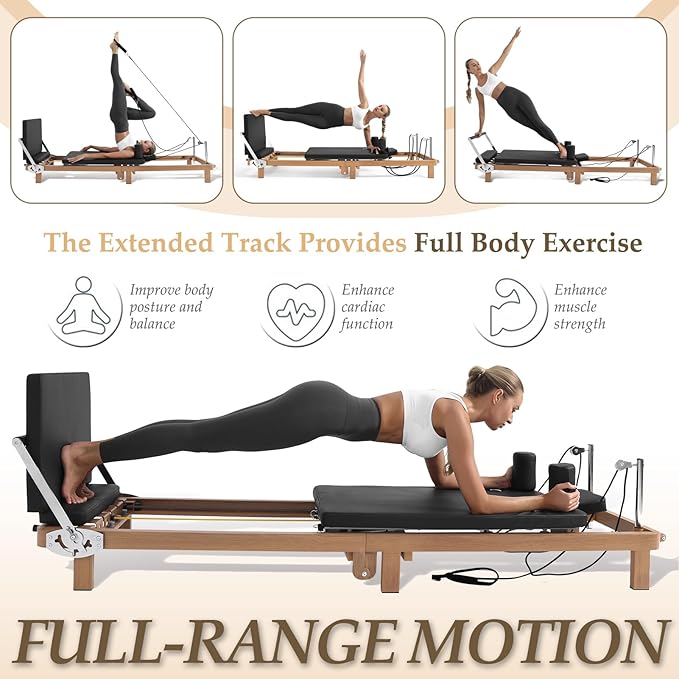 Foldable Pilates Reformer Machine,Extended 88in Metal Frame Pilates Equipment for Home Women Men Use Gym Workout & Advanced and Beginners Users , Dual Resistance System (Spring & Latex Tubes)