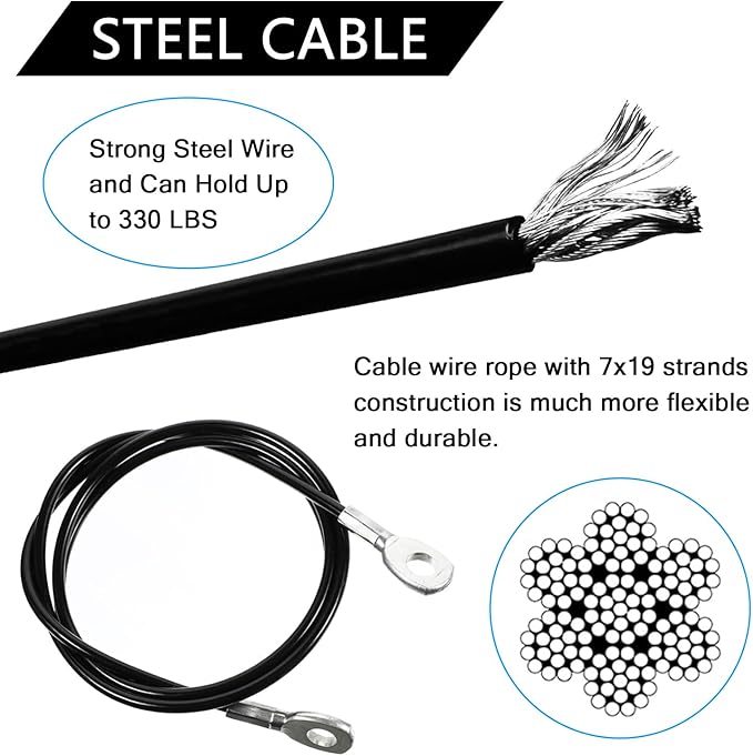 Favuit Fitness Pulley Cable, Gym Replacement Cable Heavy Duty Steel Wire Rope Fitness Cable Pulley System Attachments Home Gym Machine Equipment Workout Accessories