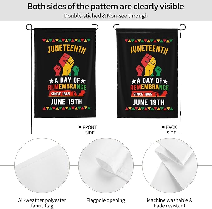 Juneteenth Garden Flag – 12.5x18 Inch Outdoor juneteenth Decorations Banner, african american flags Yard Decor,Black History Month Freedom Day Gift