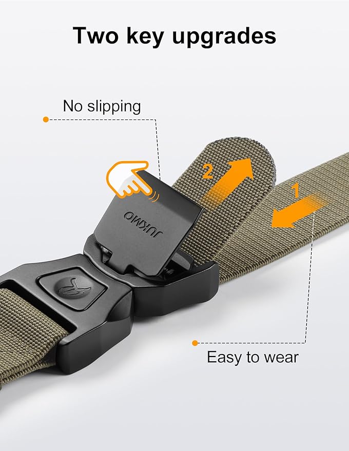 JUKMO Quick Release Tactical Belt, Military Work 1.5" Nylon Web Golf Belt with Heavy Duty Seatbelt Buckle