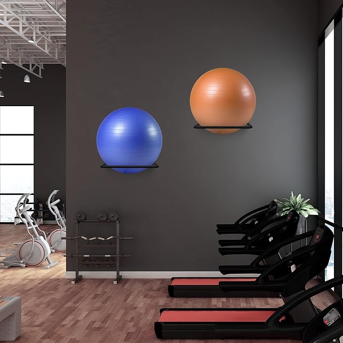 Stability Ball Storage Rack,Holder Wall Mount, Exercise Racks for Home and Yoga Studios or Commercial Gyms,Acts as a Storage (1 Black)