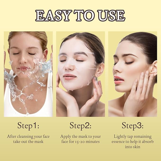 Facial Masks Skincare for Women,Snail Moisturize Face Mask Sheet for Girl,Hydrating Face Mask for All Skin Types,Dry Skin & Sensitive Skin(10-Packs)