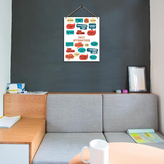 Mental Health Therapy Office Wooden Hanging Wall Decor Positive Energy Wood Sign Positive Affirmations Wood Wall Decor Office School Classroom Nursery Homes chool Decor Therapist Gifts 8''X10'' (DH81)