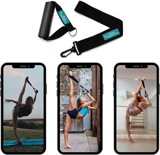 Dance, Cheerleading and Figureskating Trainer Stretching and Balance, 2 Pc. Set, Stretching, Disc Core Board and Flexibility Equipment Strap for Dance, Gymnastics, Turning, Stunt
