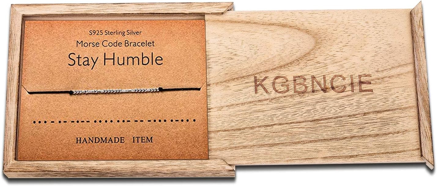 KGBNCIE Morse Code Bracelet for Women Sterling Silver Beads on Silk Cord Secret Message Fuck Friendship Inspirational Encouragement Bracelet Gift for Her