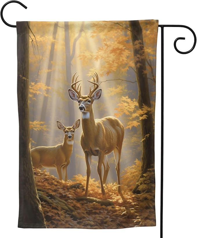 Deer in Woods Garden Flag 12x18 In Double Sided Yard Flags Lawn Sign Decor No Flagstand