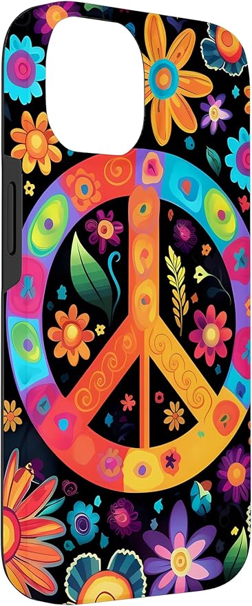 iPhone 14 Peace Sign Hippie Floral Case