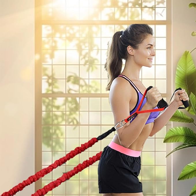 15 PCS Resistance Bands Set, 20-40lbs Exercise Tubes with Handles, Protective Nylon Sleeves, Door Anchor & Ankle Strap, Stretch Bands for Full Body Workout, Strength Training for Men & Women